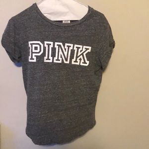 V.S. Pink. Grey t-shirt w/ white/grey letters